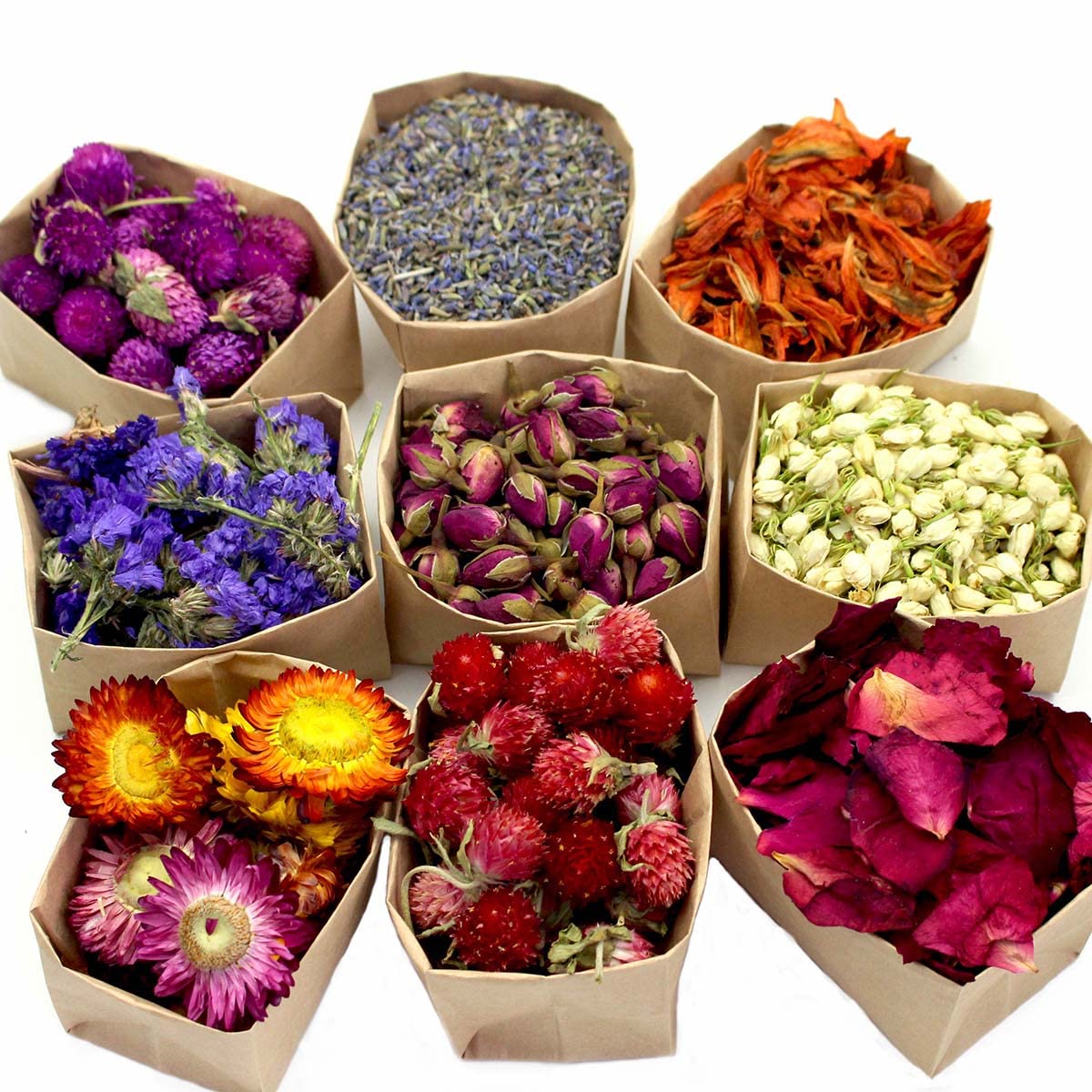 Amazon.com: 9 Bags Set Dried Flowers Artisan Dried Flower Kit